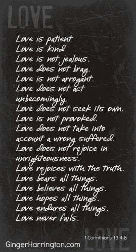 Attributes of Agape Love described in 1 Corinthians 13:4-8
