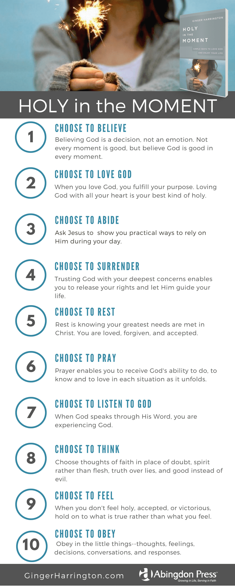 Book mark with 10 tips for holy moments.