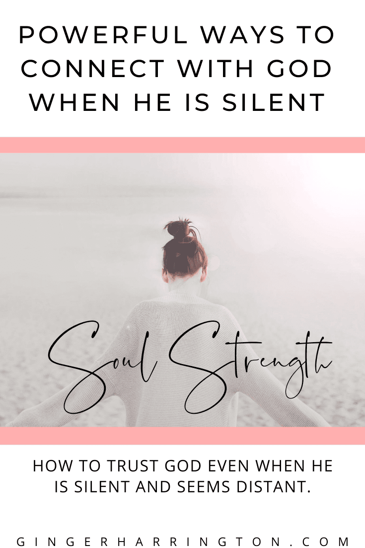 Strengthen your soul with powerful ways to connect with God when He is silent. With a free printable of Psalm 62:5-8. Encouragement for the weary soul waiting on God or struggling with spiritual depression or dark night of the soul. #Psalms #psalm62 #whengodissilent #darknightofthesoul #spiritualgrowth #spiritualjourney #trustinggod