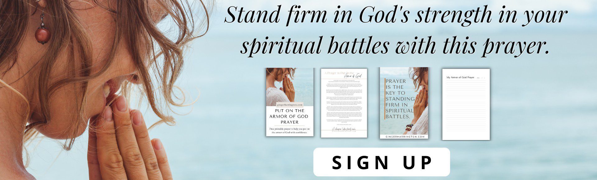 Text on white background features a printable armor of god prayer
