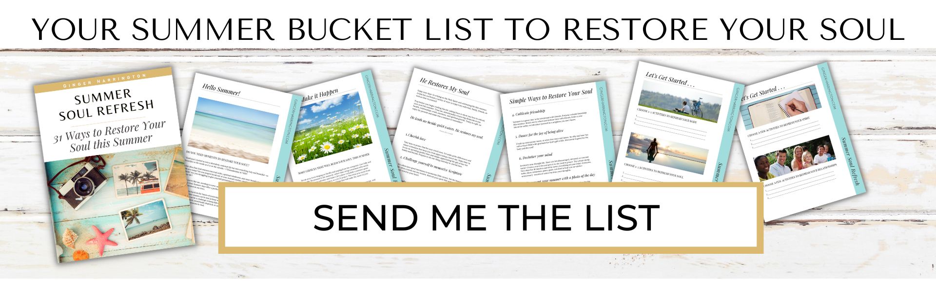 Cover and sample pages of ebook on ideas to refresh your soul this summer