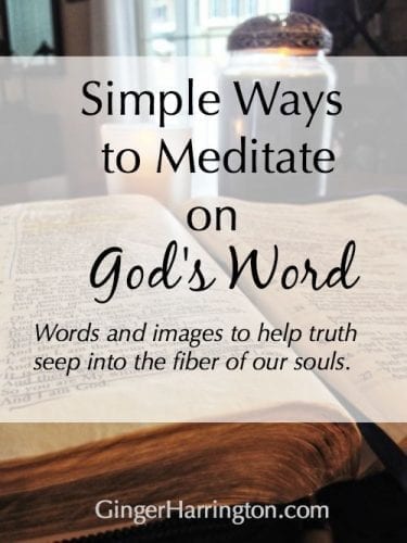 A top post from GingerHarrington.com. Words and images to simplify meditating on the Bible. Listening to God through His Word unlocks spiritual growth and grow our relationship with God. #meditatingongodsword #howtomeditateongodsword #quiettimewithgod #relationshipwithgod #listeningtogod #hearinggod #christianauthor #christianspeaker