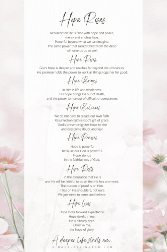 A printable poem to inspire your heart to hope this Easter. Print and share with a friend today.
