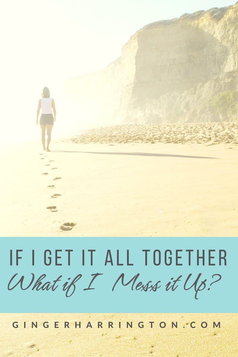 If I get it all together, what if I mess it up? Take a step too far, misjudge the gap? What then? Learn to let go of a performance-based system of righteousness, always on stage before God. Holiness isn't a role that you play, trying to be the good Christian who has it all together.