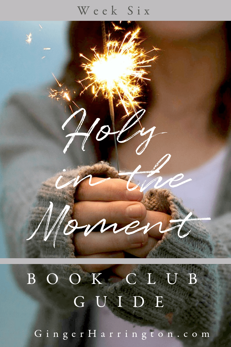 Join author Ginger Harrington for week six of the Holy in the Moment Book Club for discussion questions for chapters 15-16 of the book.