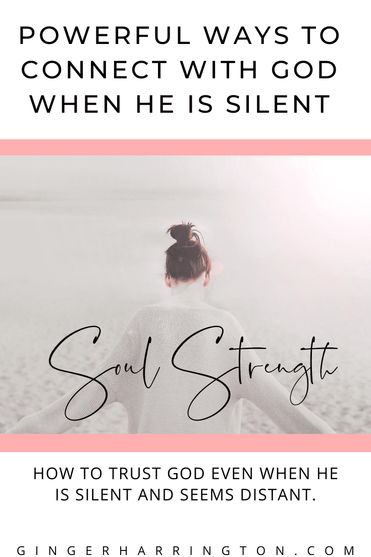 Strengthen your soul with powerful ways to connect with God when He is silent. With a free printable of Psalm 62:5-8. Encouragement for the weary soul waiting on God or struggling with spiritual depression or dark night of the soul. #Psalms #psalm62 #whengodissilent #darknightofthesoul #spiritualgrowth #spiritualjourney #trustinggod
