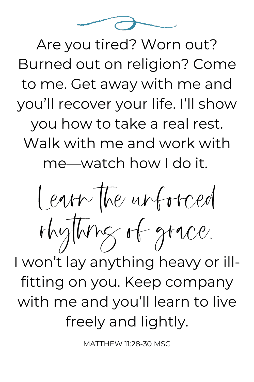 Matthew 11:28-30 teaches us the importance of spiritual rest. The Bible has much to say about soul rest, but Matthew 11:28-30 is the invitation of Jesus to rely on him in all that we do. Overcome the weight of worry and weariness with spiritual rest. Inspiration for Christian women for a deeper relationship with Christ.