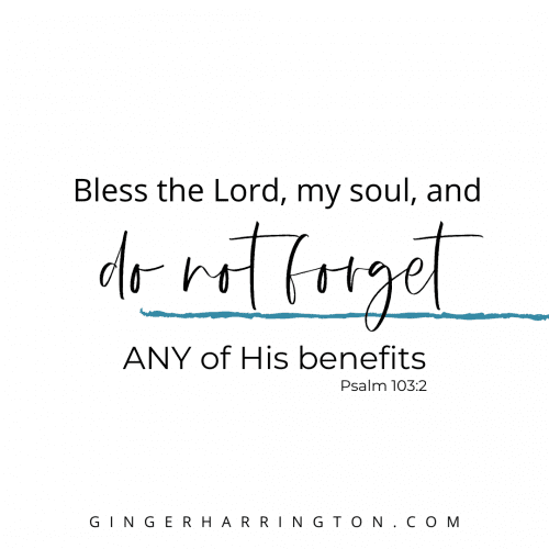 Psalm 103:2 stresses the importance of remembering God's benefits, the good things He does for us.