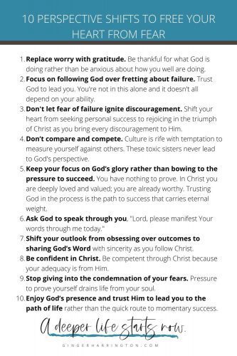 Be encouraged with valuable perspective shifts that can strengthen you to trust God more fully and overcome fear of failure. This printable list is a great way to remember that God can free you from fear of failure.