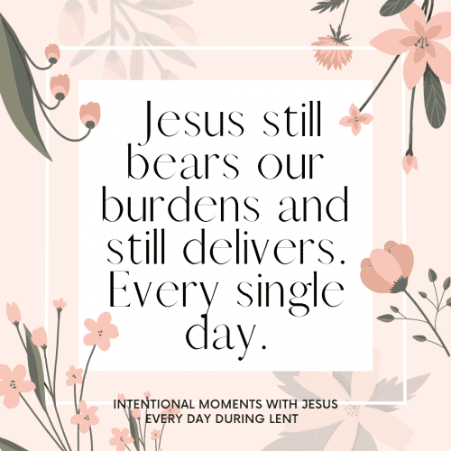 You don't have to bear your burdens alone. On our worst days, the ones that feel too heavy to carry, hold fast to this truth about God. These are the moments when choosing holy in the hard includes entrusting our burdens to Jesus who daily is with us, bearing our burdens. Daily. Every single day. This means that there hasn’t been and will never be a day where Jesus is not our burden-carrying Savior.
