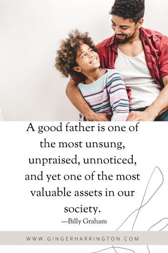Man sitting with boy background for a Father's day quote.