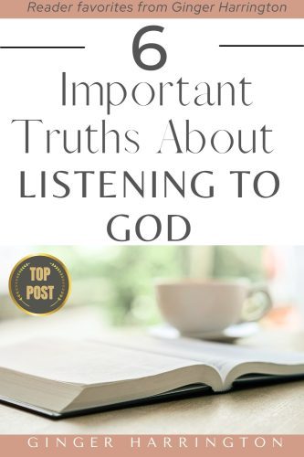 Open Bible with white coffee mug by a window illustrates post on truths about listening to God.