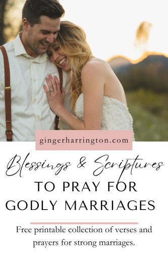 A groom hugs his bride illustrating a post on bible verses to pray for marriages.