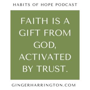 Activating trust quote against a green background featured in blog post on trusting God in the moment