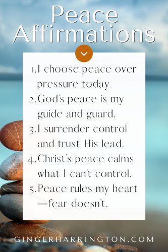 Faith-based graphic with balanced stones and devotional quote about letting go of control and trusting Christ’s peace—Habits of Peace Series. 