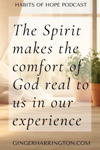 Christian quote graphic with warm window scene featuring a quote from Habits of Hope Podcast